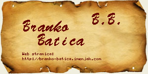 Branko Batica vizit kartica